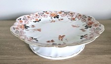 Vintage comport Imari style Cake Plate stand. scalloped edge, Poppie pattern VGC