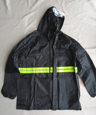 Hi Viz Black Hooded PVC Rain