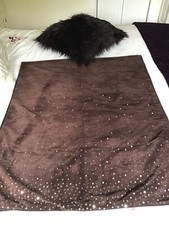 NEXT BROWN VELVETLOOK BED RUNNER WITH SEQUINS 80X200 & MATCHING FURRY COVER