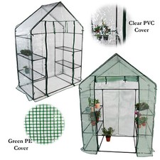 Greenhouse Walk In Garden Grow Green House with 4 Shelves PVC or PE Cover