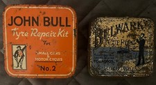 Vintage Tins. X 2. Original. John Bull Tyre Repair Kit + Bulwark Tobacco. Empty.