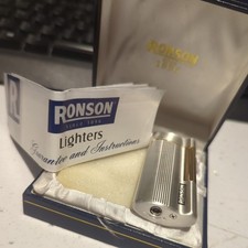 Vintage Ronson Butane Lighter 70mm Chrome & Gold Tone Boxed Henri Wintermans