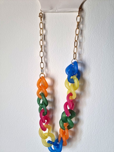 Multicolour plastic chain link - chain,