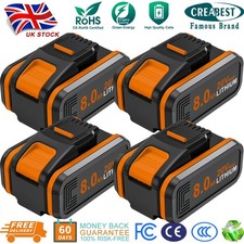 4-X 8.0Ah For Worx 20V Li-Ion Battery /Charger WA3551 WA3551.1 WA3553 WA3553.1