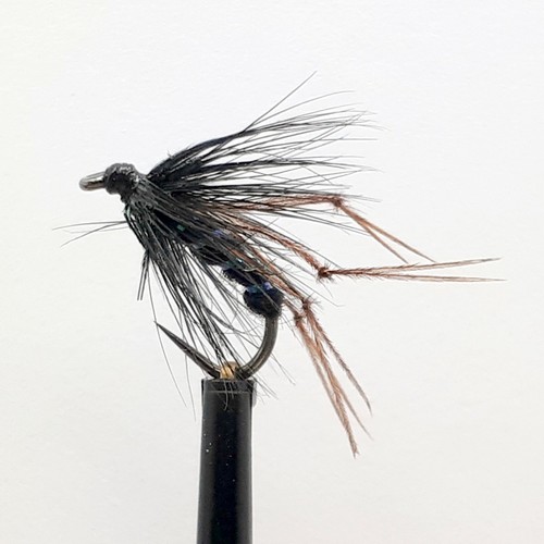 Barbless black hopper fly - x,