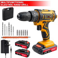 21V Cordless Drill Combi Driver High Power Electric Screwdriver Set 2 Battery