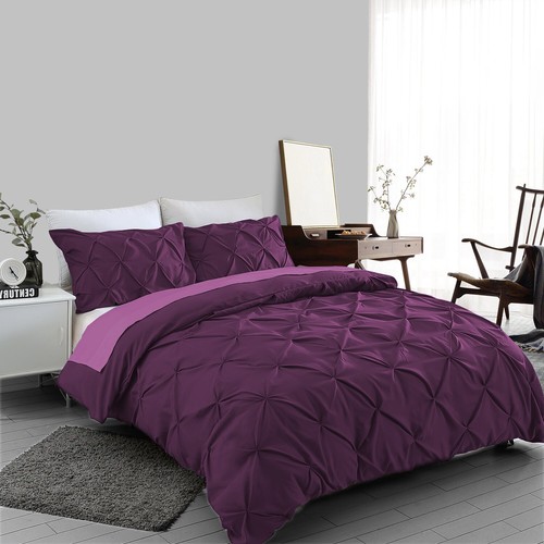 Plum pintuck duvet cover - pintuck,