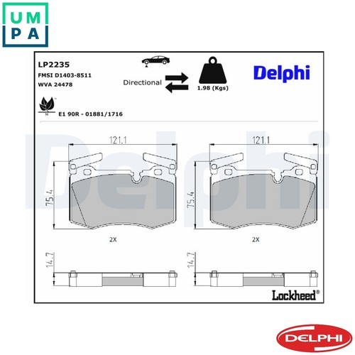 Brake pad set - disc,