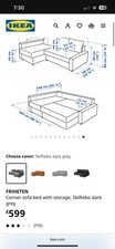 IKEA Friheten Dark Grey 3-Seater Corner Sofa Bed with Storage