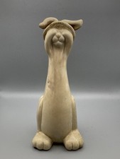 Vintage Rustic style Glazed Stoneware Pottery Rabbit wearing a hat 10.5" tall