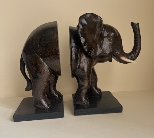 Vintage elephant bookends - vintage,