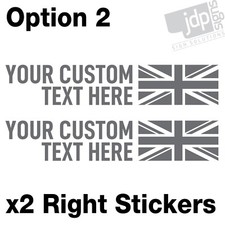 x2 PERSONALISED UNION JACK FLAG MOTORBIKE SKI HELMET NAME STICKERS VINYL DECAL