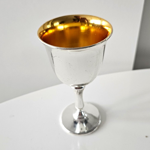 Silver plate stemmed goblet - plate,