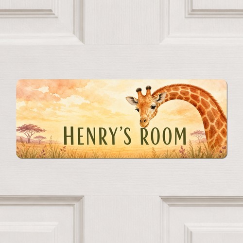 Personalised giraffe door sign - personalised,