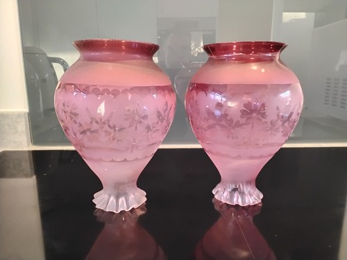 Pair vintage cranberry glass - vintage,