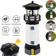 Solar Powered Lighthouse Rotating Led Garden Light House Decoration Ornament