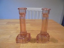 Vintage pink Glass Candlestick  Holders.