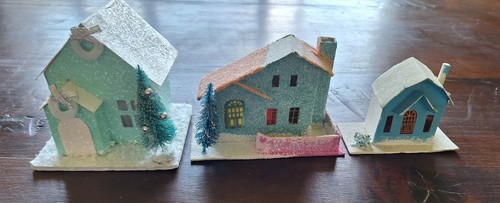 Vintage putz cardboard houses - putz,