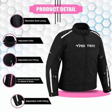 Women's CE Armour Protective Textile Cordura Motorbike Motorcycle Jacket Black