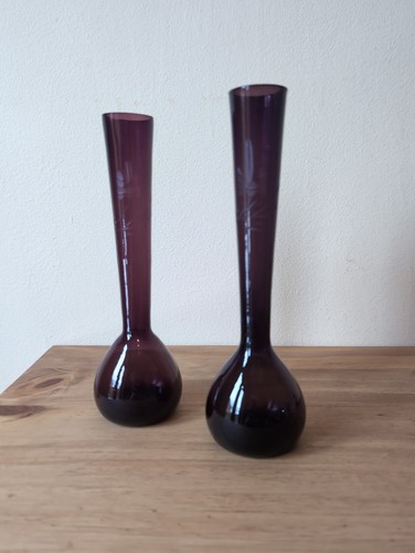 Mid century glass vase purple - century,