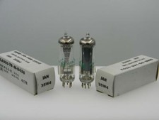 Pair GE JAN 35W4 NOS NIB 100% & 100% Silver/Grey Plates Halo Serious Tubes H937