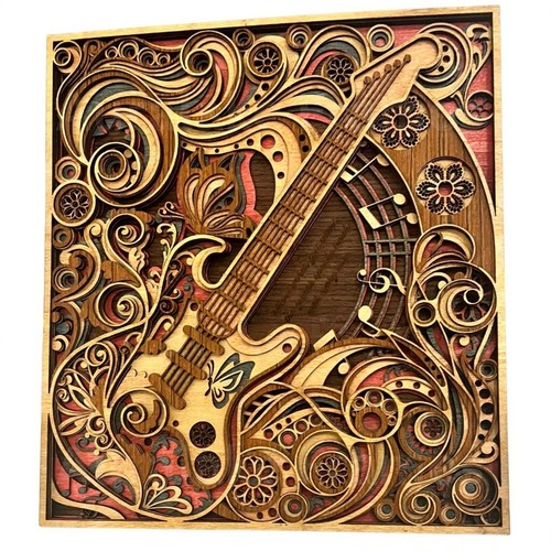 Guitar wall art wood - 3d,