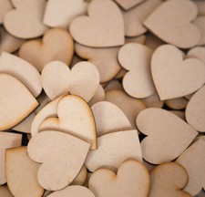 50x Wooden Heart shapes Laser
