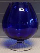 Vintage Oversized Scalloped Edge Cobalt Blue Drinking Glass