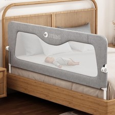 Baby Bed Rails for Children, Adjustable Heights & Foldable Bed Guard Grey