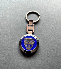 Jaguar Keyring. "Growler" motif. all Metal. Double-sided. Blue. New.