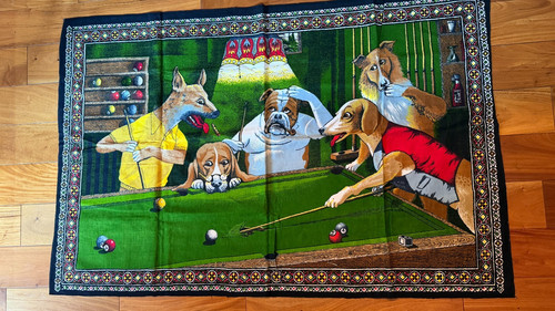 Dogs playing pool tapestry - playing,