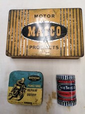 Mafco Tin, ROMAC Motorcycle Tin, Chemico Tin - Vintage Job Lot