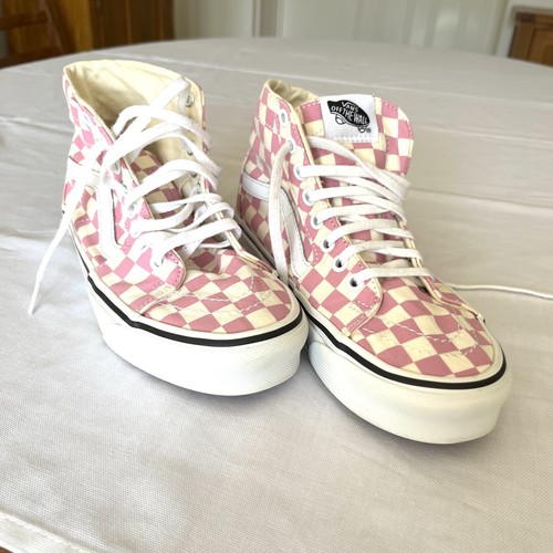 Pink white checkered vans - checkered,