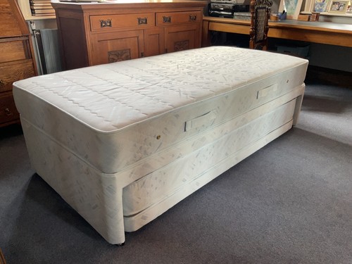 Pale blue trundle bed - , with