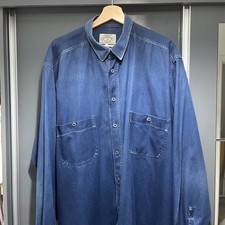 Armani Jeans vintage Denim Long Sleeve Shirt PTPit 26 Inch Immaculate Size 2XL