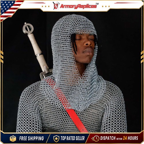 Medieval steel chainmail - steel, coif