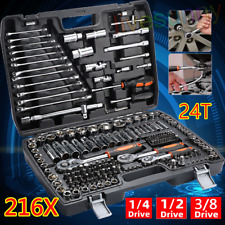 216PCS Ratchet Spanner Socket Set Professional 1/2" 1/4" 3/8" with Black Case UU