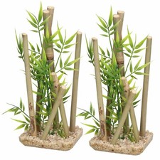 2 Aquatic Aquarium Decor Bamboo Stick Medium Fish Tank Ornaments 9x11x25cm