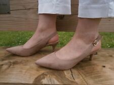 Women's Kitten low Heel Brown Sandal Sling Back Slip On Casual Dress Shoes 