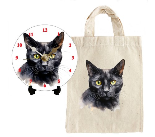 Black cat clock diy - cat,