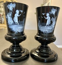 2 Antique Mary Gregory Black