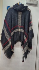 BNWT COTTON TRADERS Ladies Black & Red Roll Neck Poncho One Size - CG B73