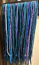 40 X Blue/Teal/Purple Dreadlocks Merino Wool Double Ended Handmade Wrapped Beads