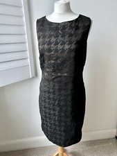 Sarah Pacini Dress Sz 2 UK 10 Houndstooth Bronze Metallic Shift Sleeveless BNWT