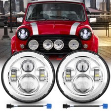 Pair 7 inch Round Chrome LED
