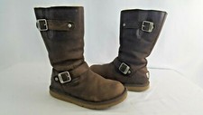 Ugg Kensington Boots Leather Sheepskin Lining Womens Straps Buckles Brown Size 7