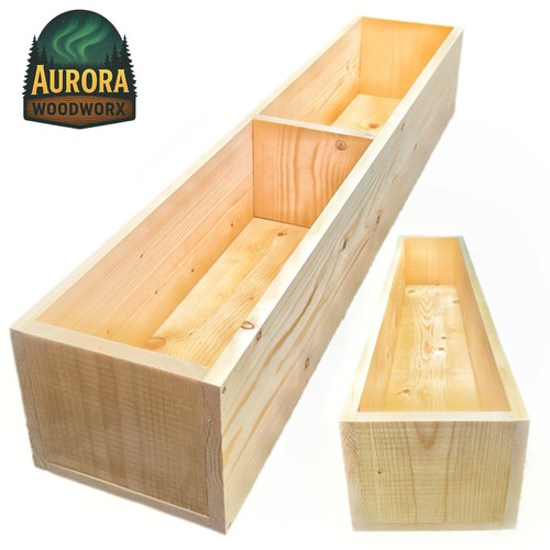 Long wooden planter box - wooden, solid