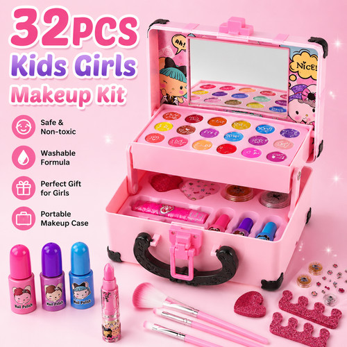 32pcs kids makeup kit washable - 32pcs,