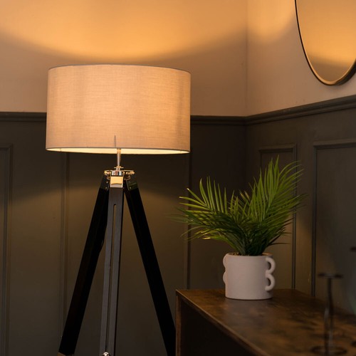 Wooden tripod floor lamp black - floor,