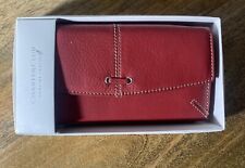 Charter Club Red Leather Wallet All In One Foldable Multi pockets  Boxed 10x19cm